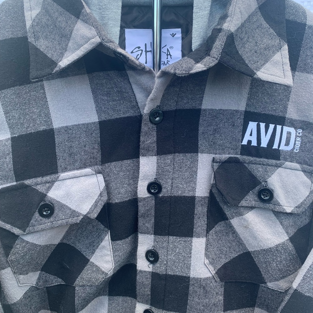 Avid Cider Co., Men’s button up lined flannel hoodie
